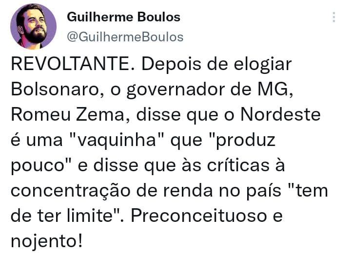 O governador de Minas Gerais, Romeu Zema, exigiu protagonismo político e econômico das regiões Sul e Sudeste