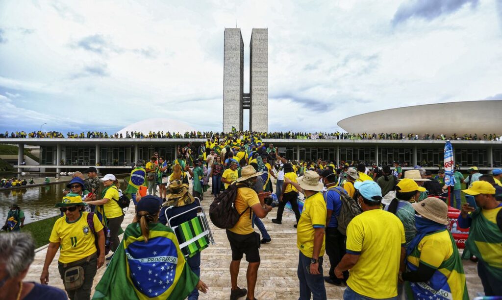 Manifestantes golpistas invadem o Congresso Nacional, STF e Palácio do Planalto. Foto: Marcelo Camargo/Agência Brasil