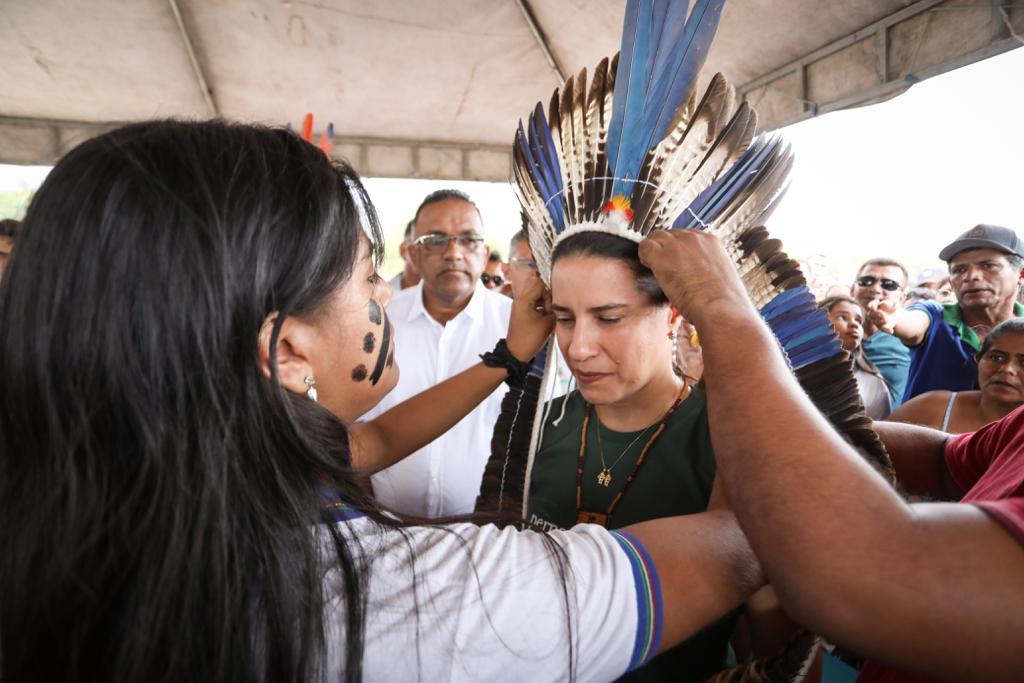 A governadora Raquel Lyra (PSDB) disse que reafirmou o compromisso com a população indígena. Foto: Hesíodo Góes/Secom