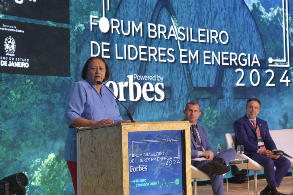 Governadora do Rio Grande do Norte, Fátima Bezerra, discursou no Fórum Brasileiro de Líderes de Energia 2024.