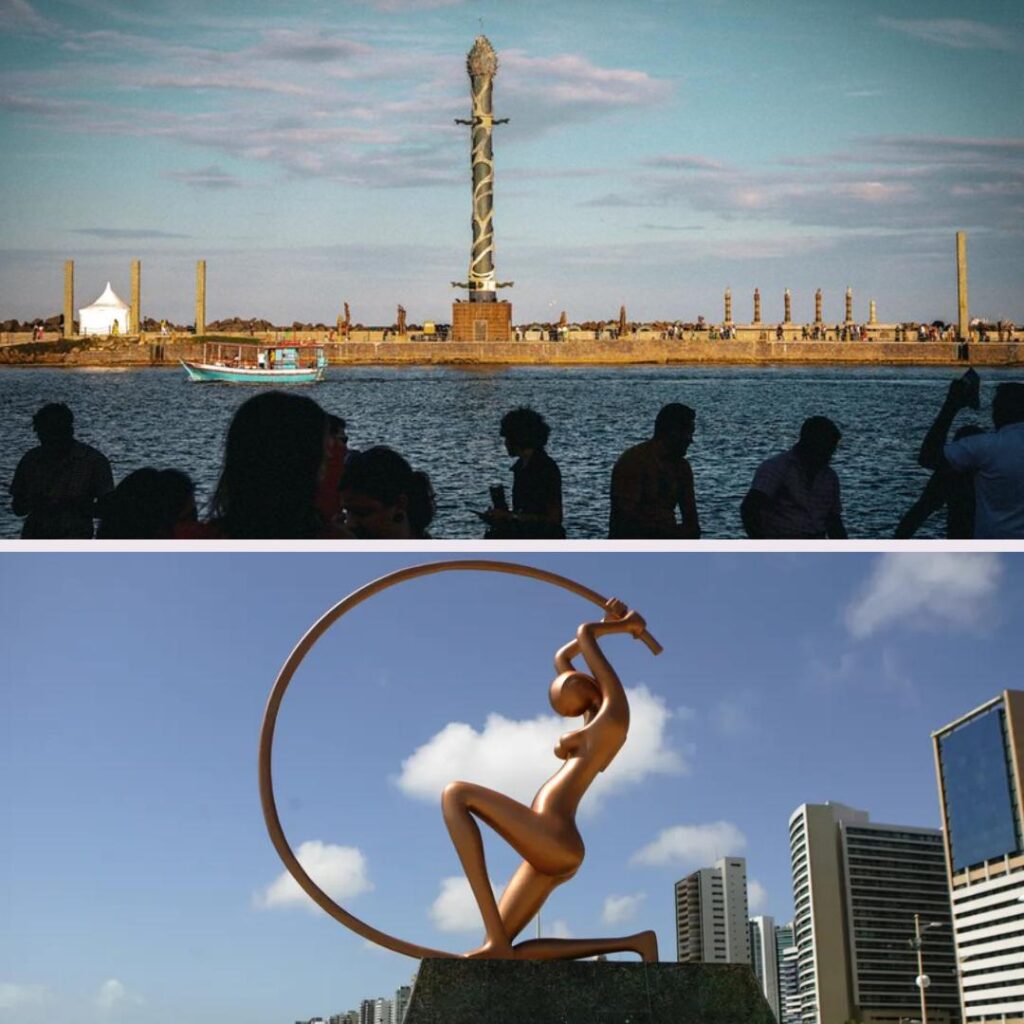 Recife (Parque das Esculturas de Brennand) e Fortaleza (Estátua de Iracema)