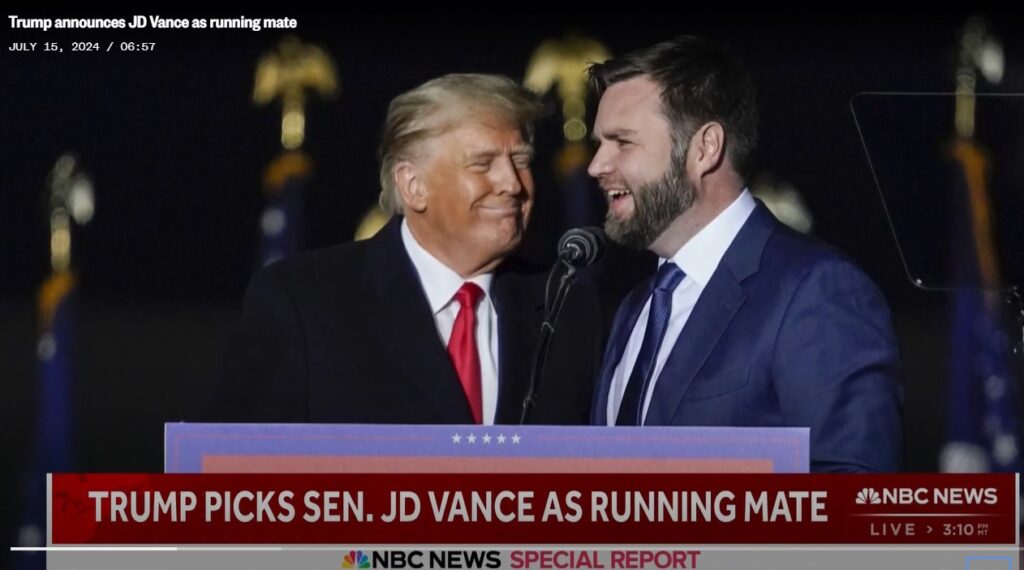 Donald Trump e J. D. Vance chapa do Partido Republicano eleições 2024