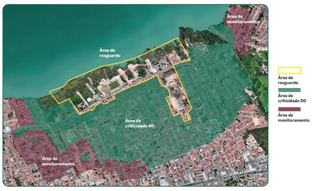 Mapa áreas afetadas Maceió