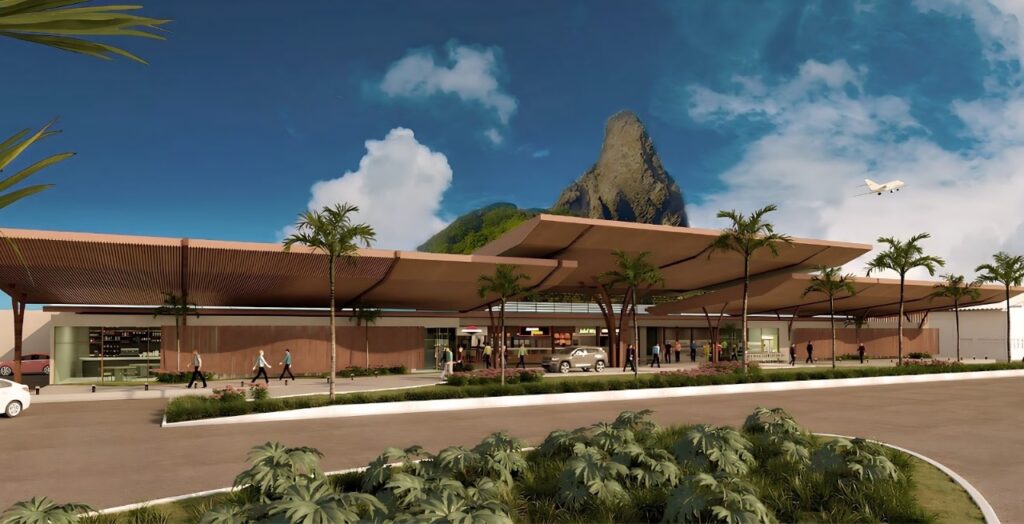 O projeto pretende harmonizar o novo terminal do Aeroporto de Noronha com a paisagem da ilha Foto Divulgação