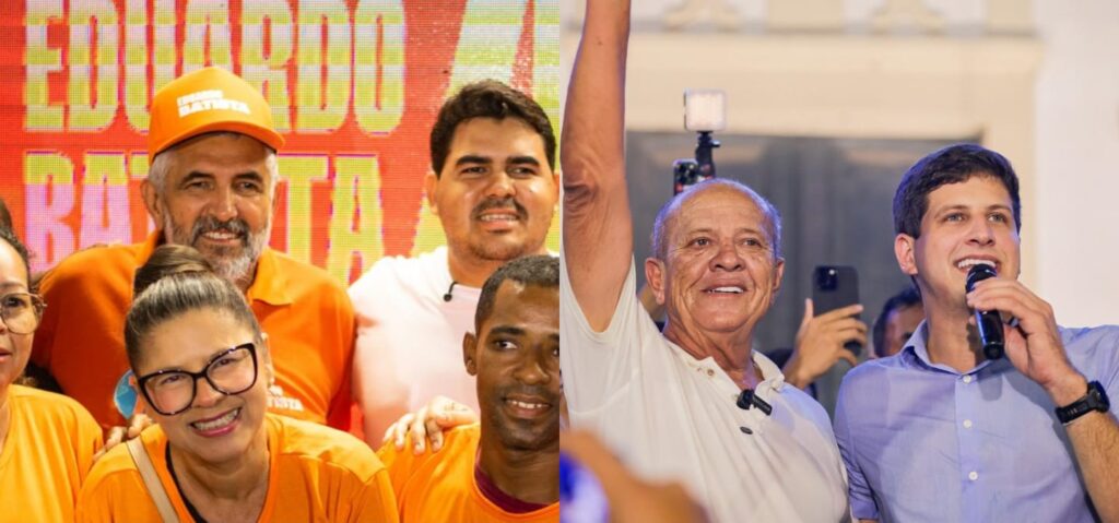 Eduardo Batista está como prefeito interino de Goiana e quer se tornar efetivo. Marcílio recebeu o apoio de João Campos, na campanha Fotos: Divulgação