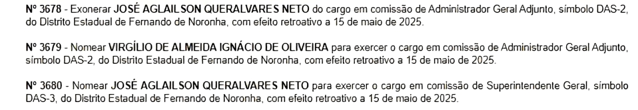 Virgílio Oliveira teve a sua nomeção para o cango de superintendente-adjunto, enquanto Alailson Neto foi indicado para Superintendente (1)