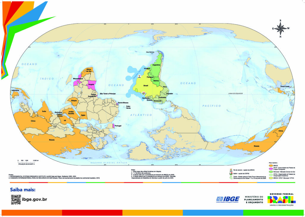 IBGE mapa-múndi invertido