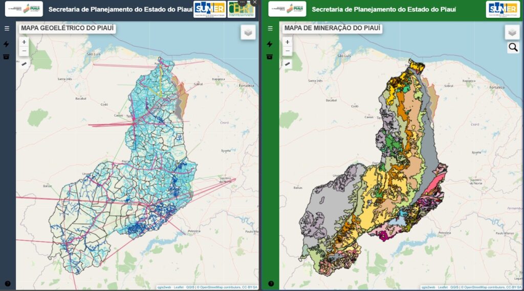 Mapas trazem informações sobre setor energético renovável e minerador do Piauí