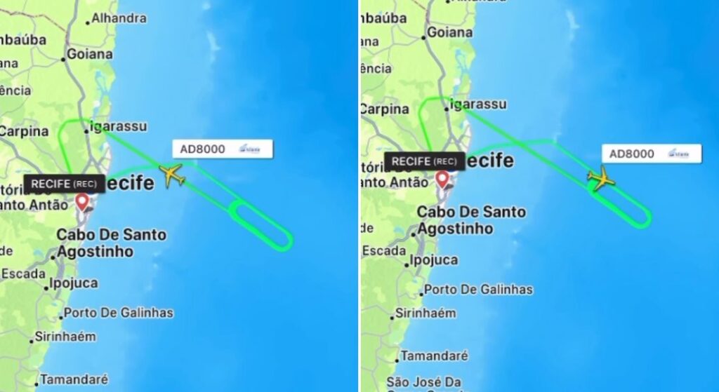 Voo Recife Madri Azul Boeing 767-300 passou mais de duas horas fazendo quase 20 voltas sobre o oceano até retornar ao aeroporto da capital pernambucana