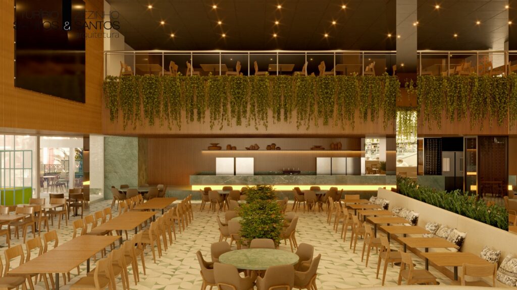 Interior do restaurante na capital cearense que terá uma área total de 1.600m² - Foto: Divulgação