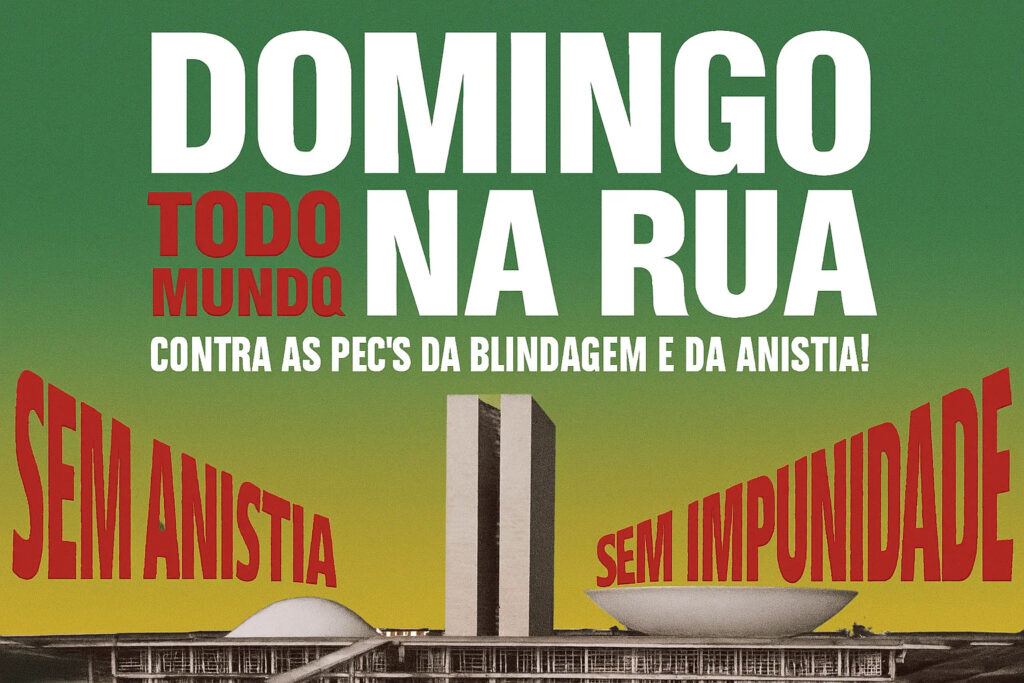 Manifestações, com engajamento de artistas nas redes sociais, ocorrerão em várias cidades neste domingo, em protestp contra a PEC da Blindagem e da anistia Foto: Reprodução redes sociais