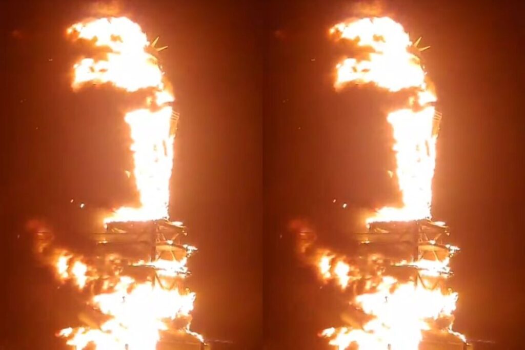 Estátua da Havan em Petrolina é incendiada e polícia investiga o caso
