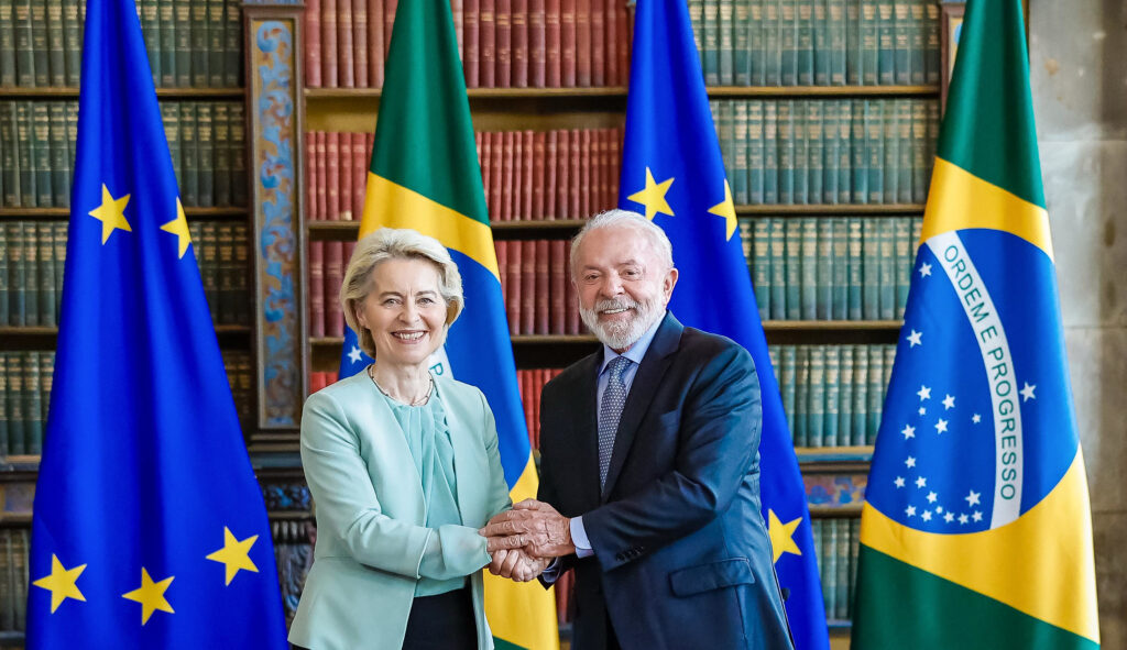 Presidente Luiz Inácio Lula da Silva, durante reunião com a presidenta da Comissão Europeia, Ursula von der Leyen. Palácio do Itamaraty. Rio de Janeiro, Mercosul