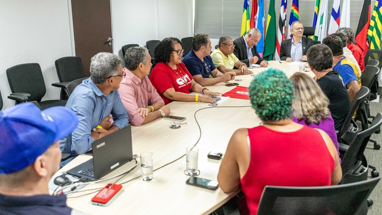 Representantes das Centrais Únicas de Trabalhadores de todos os estados da Região e o presidente nacional se reuniram com gestores da Sudene. Foto: Elvis Aleluia/Sudene