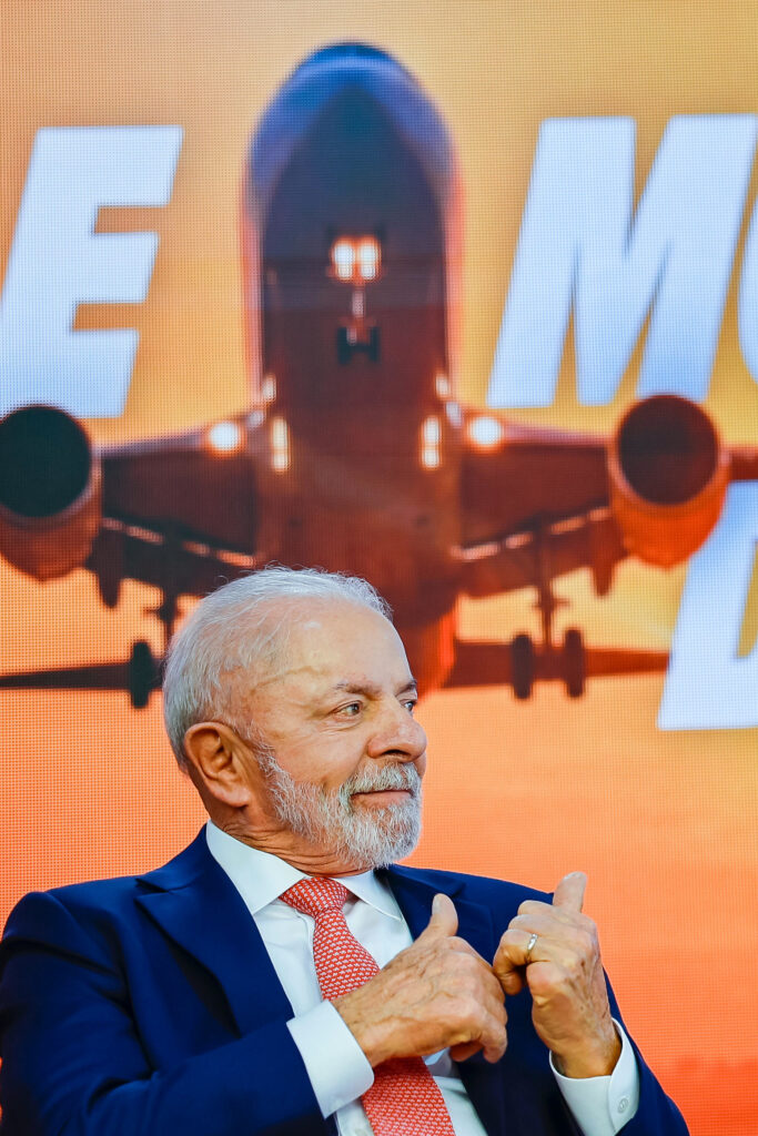 Presidente da República, Luiz Inácio Lula da Silva, durante cerimônia no Palácio do Planalto de anúncio de investimentos para ampliação e modernização de aeroportos administrados pela Aena. Foto: Ricardo Stuckert / PR