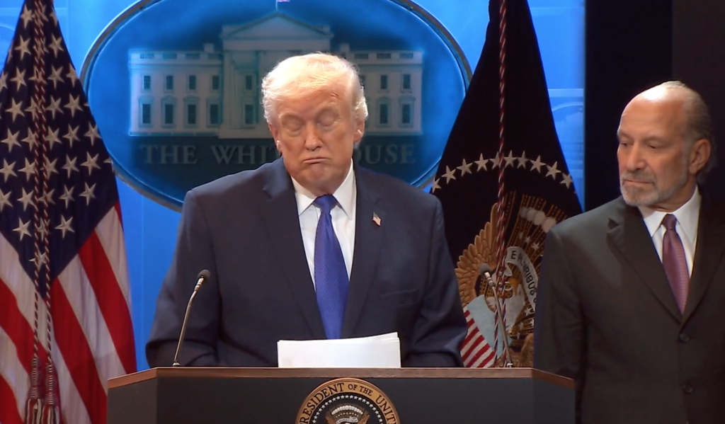 Presidente Donald Trump anuncia tarifa global de 10% após Suprema Corte derrubar tarifaço. Foto: RS/Fotos Públicas