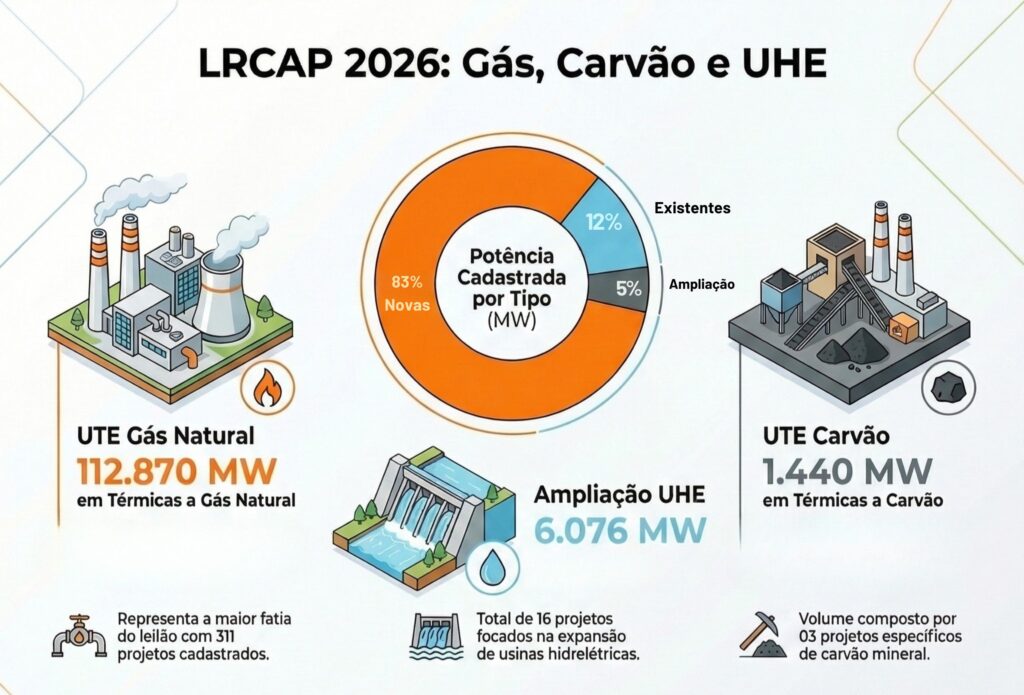 Leilão térmicas gás, carvão UHE