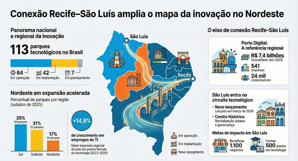 mapa da inovação do Nordeste São Luís Recife Porto Digital