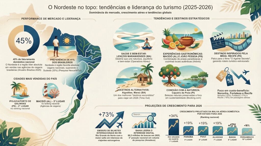Turismo Nordeste NE tendências Embratur 2026