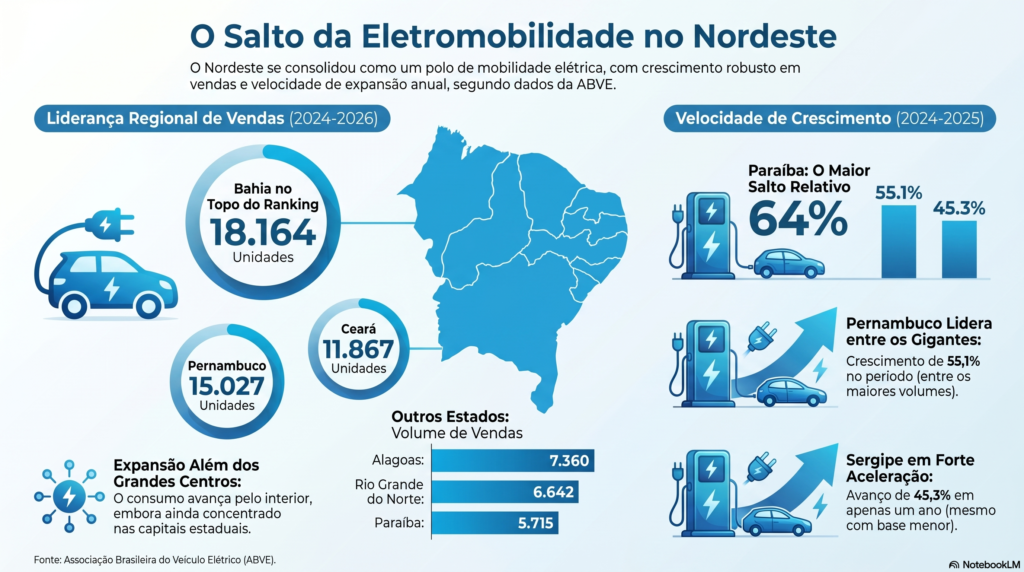 infográfico carros elétricos nordeste