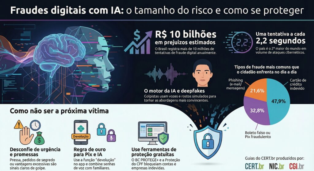 Fraudes na internet IA cartilha guias golpes Pix