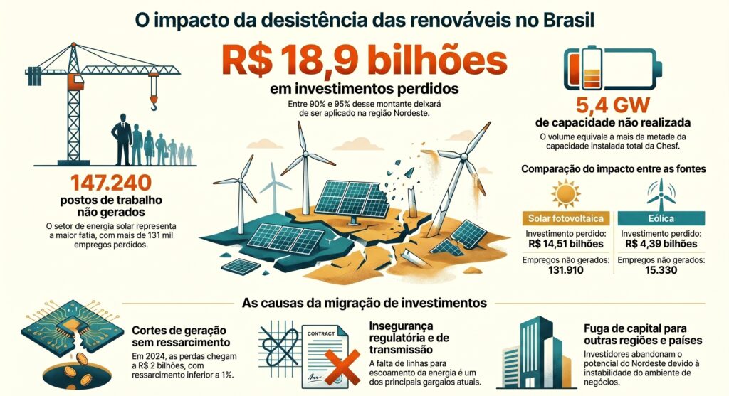 Com desistência de 141 usinas, NE perde R$ 18,9 bi em energia renovável