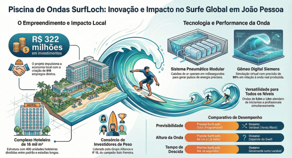 parque de surfe no Polo Turístico Cabo Branco, em João Pessoa, fruto de um investimento de R$ 322 milhões