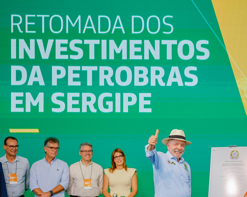 Presidente da República, Luiz Inácio Lula da Silva, durante anúncio de Investimentos da Petrobras em Pedra Branca, Laranjeiras - SE