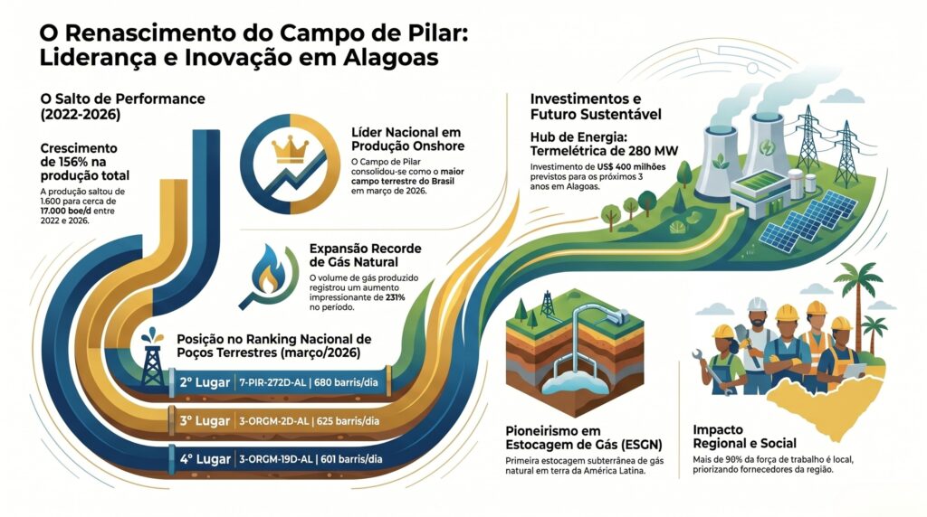 Pilar no topo: Origem faz campo alagoano liderar produção terrestre de petróleo