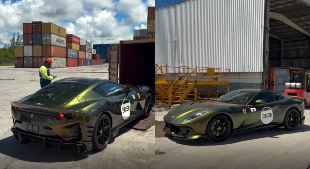 Ferrari exclusiva viraliza ao chegar ao Porto de Suape. Veículo é avaliado em R$ 15 milhões - Instagram @peexoticos/Cortesia