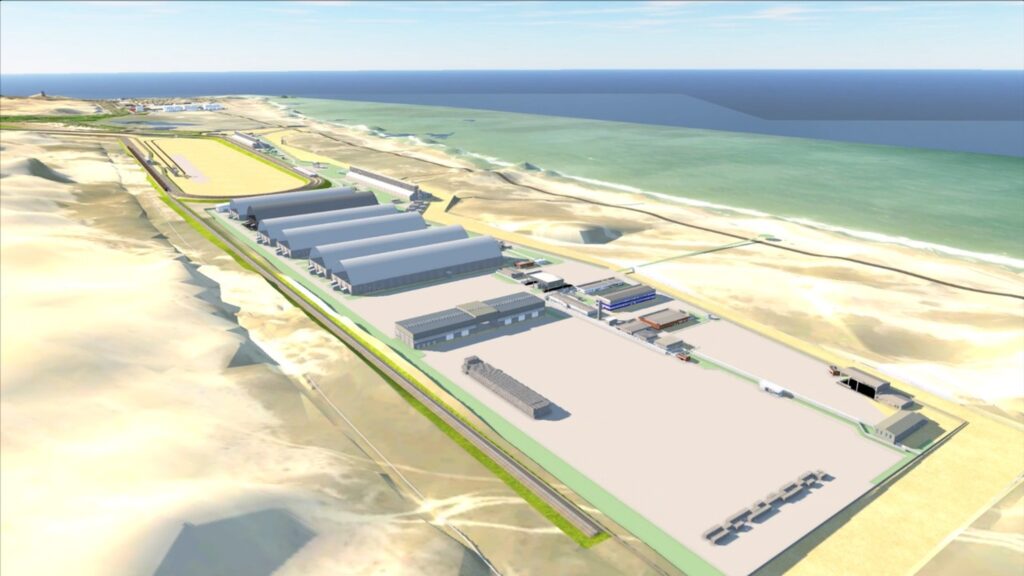 Projeto na área do Complexo do Pecém onde será construído o TUP Nelog, terminal que vai integrar a Transnordestina ao porto - Foto: Divulgação/Projeto