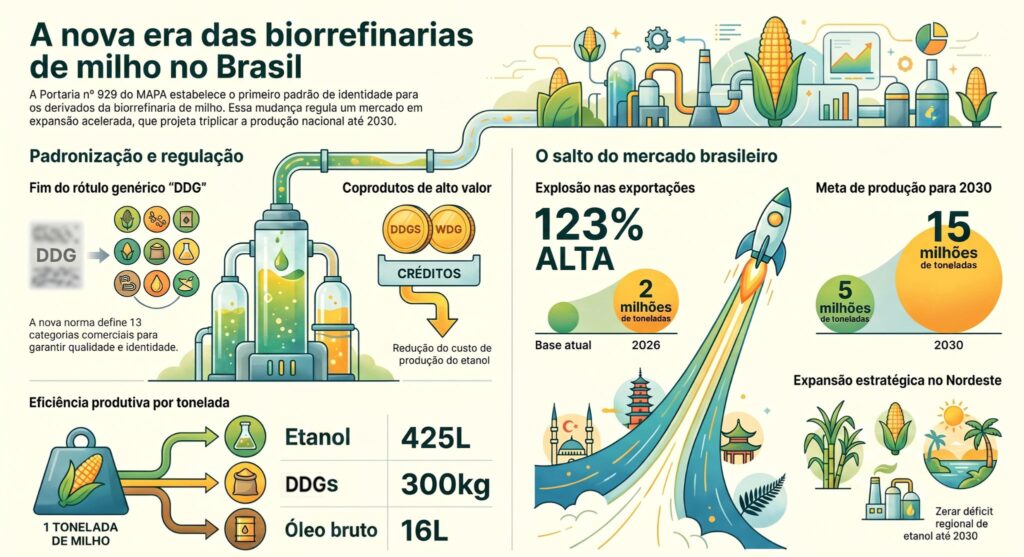 Exportações de coprodutos de etanol de milho