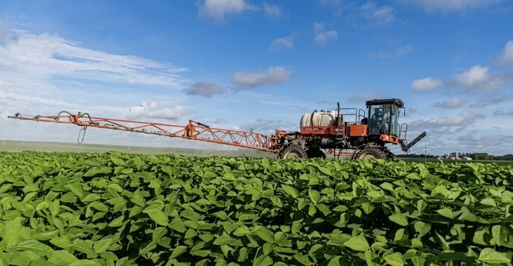 No plantio de saoja, produto é utilizado juntamente com as pulverizações de fungicida. Foto: Reprodução